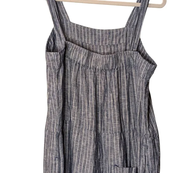 Quince 100% European Linen Square Neck Jumpsuit chambray stripes size Small - Picture 4 of 8